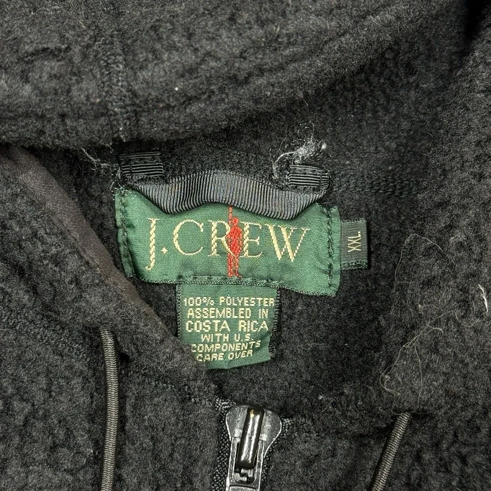 Vintage J Crew Oarsman Sherpa Anorak Mens XXL Black Pullover Hooded 1/4 Zip